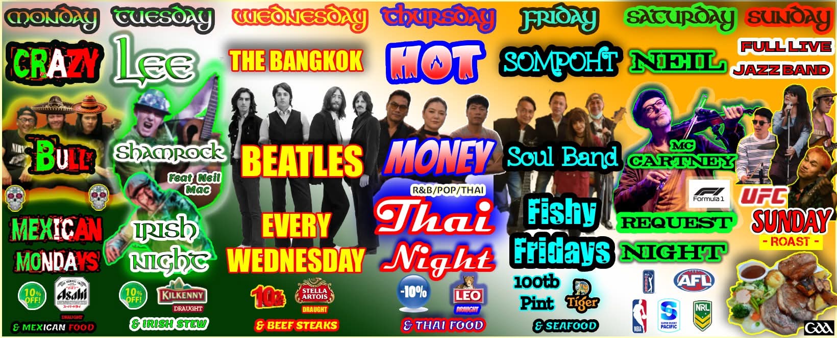 Father Ted's weekly live music schedule